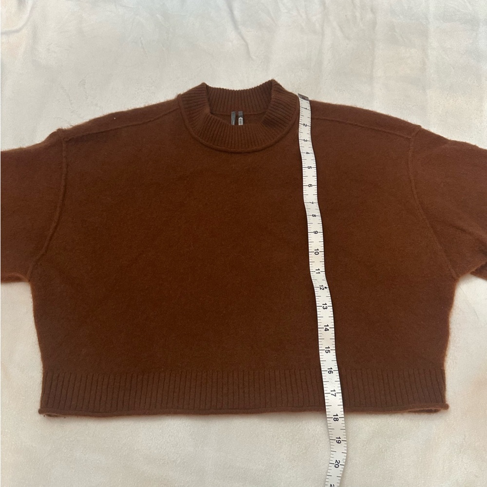 Anthropologie brown cashmere short sleeve luxe luxury Sweater brown 51677 - Picture 8 of 11